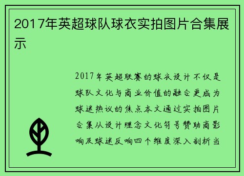 2017年英超球队球衣实拍图片合集展示